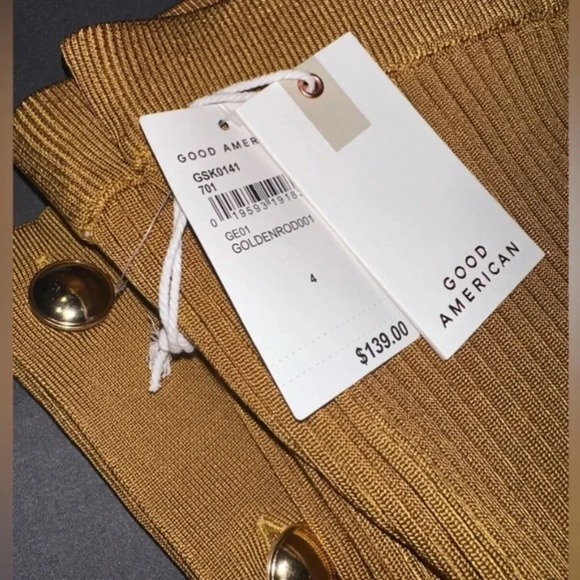 GOOD AMERICAN Plaited Boss Flare Pants Golden Brown 4 - Picture 10 of 12